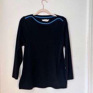 Vintage Misook Black Long Sleeve Textured Knit Pullover Top Women’s Small